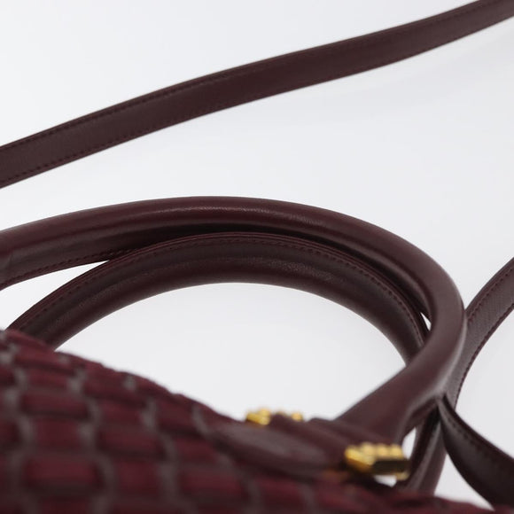 BALLY Hand Bag Suede 2way Bordeaux Gold Auth BA12551A