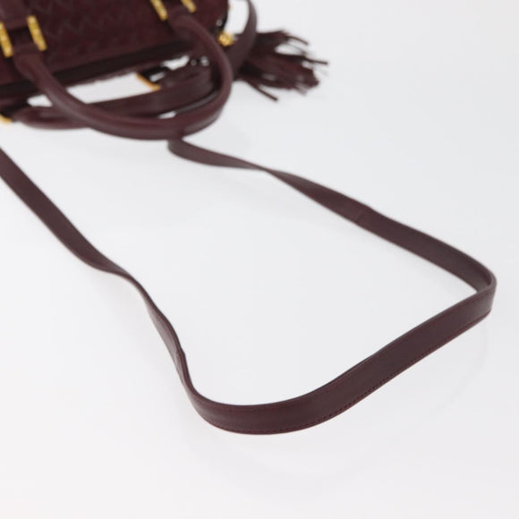 BALLY Hand Bag Suede 2way Bordeaux Gold Auth BA12551A