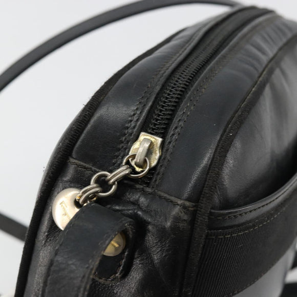Salvatore Ferragamo Vala Shoulder Bag Leather Black Gold Auth BA12552