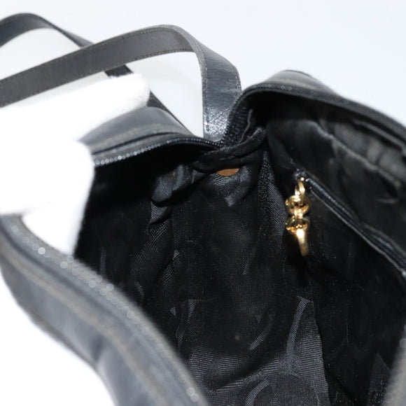 Salvatore Ferragamo Vala Shoulder Bag Leather Black Gold Auth BA12552