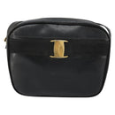 Salvatore Ferragamo Vala Shoulder Bag Leather Black Gold Auth BA12552-13