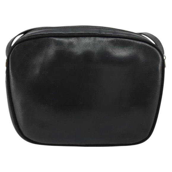 Salvatore Ferragamo Vala Shoulder Bag Leather Black Gold Auth BA12552