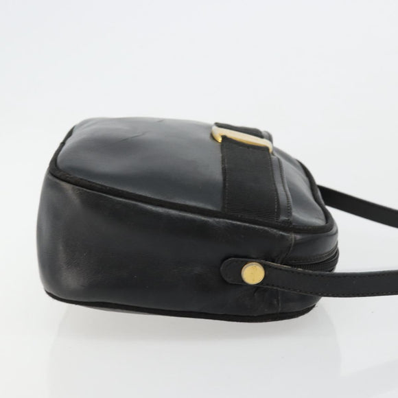 Salvatore Ferragamo Vala Shoulder Bag Leather Black Gold Auth BA12552
