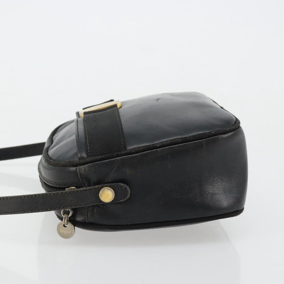 Salvatore Ferragamo Vala Shoulder Bag Leather Black Gold Auth BA12552