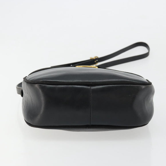 Salvatore Ferragamo Vala Shoulder Bag Leather Black Gold Auth BA12552