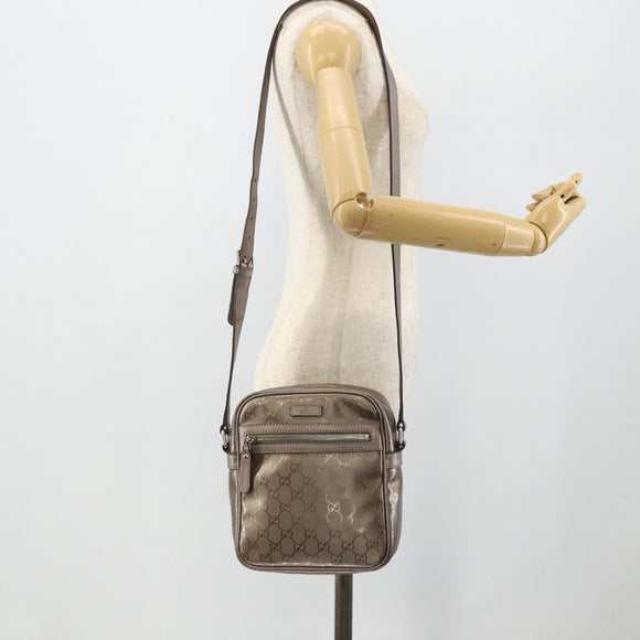 GUCCI GG Implementation Schultertasche PVC Pink Silber 233268 Auth BA12559A