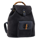 GUCCI Bamboo Backpack Suede Navy Gold 003 2034 0030 Auth BA12560-1