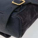 GUCCI Bamboo Backpack Suede Navy Gold 003 2034 0030 Auth BA12560-14