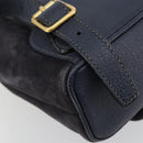 GUCCI Bamboo Backpack Suede Navy Gold 003 2034 0030 Auth BA12560-15