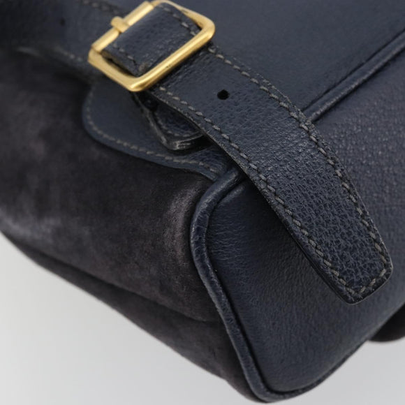 GUCCI Bamboo Backpack Suede Navy Gold 003 2034 0030 Auth BA12560