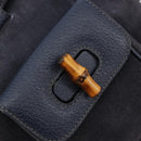 GUCCI Bamboo Backpack Suede Navy Gold 003 2034 0030 Auth BA12560-17
