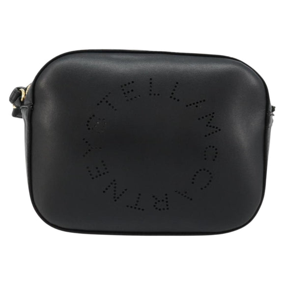 Stella MacCartney Shoulder Bag Leather Black Gold Auth BA12564