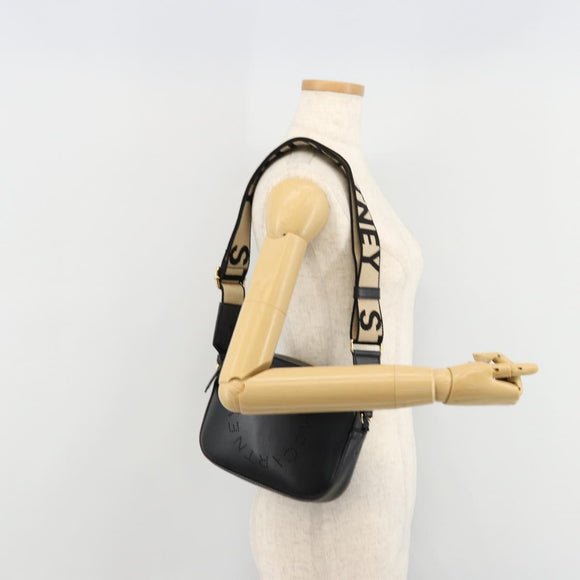 Stella MacCartney Shoulder Bag Leather Black Gold Auth BA12564