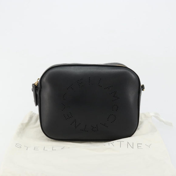Stella MacCartney Shoulder Bag Leather Black Gold Auth BA12564
