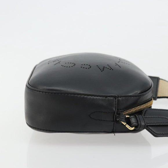 Stella MacCartney Shoulder Bag Leather Black Gold Auth BA12564