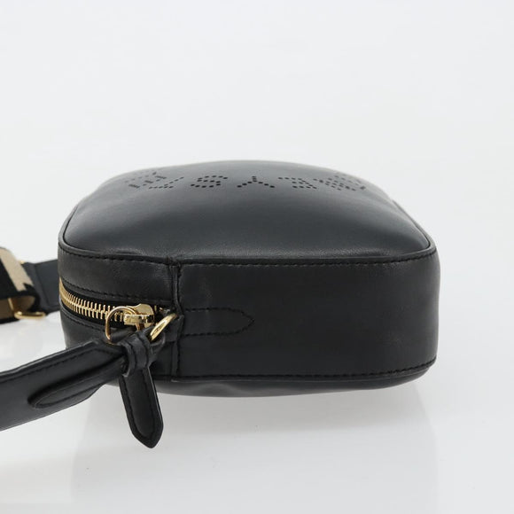 Stella MacCartney Shoulder Bag Leather Black Gold Auth BA12564