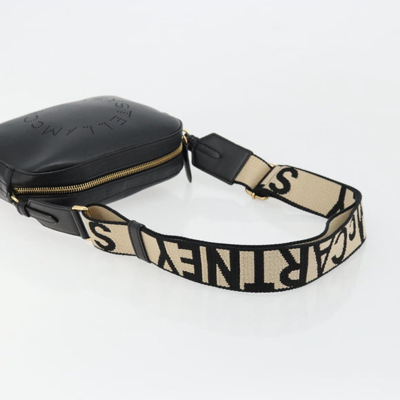 Stella MacCartney Shoulder Bag Leather Black Gold Auth BA12564