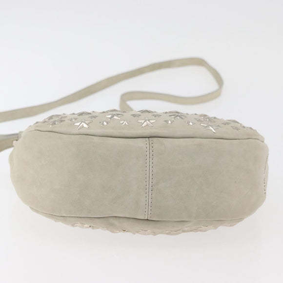 Jimmy Choo Shoulder Bag Leather Ivory Silver Auth BA12565A
