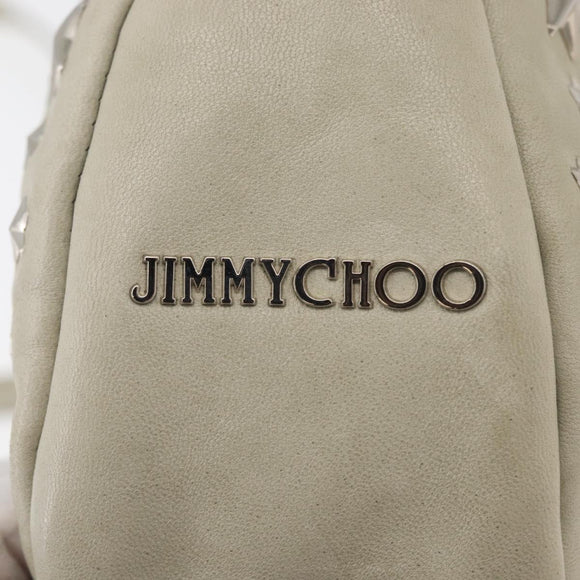 Jimmy Choo Shoulder Bag Leather Ivory Silver Auth BA12565A