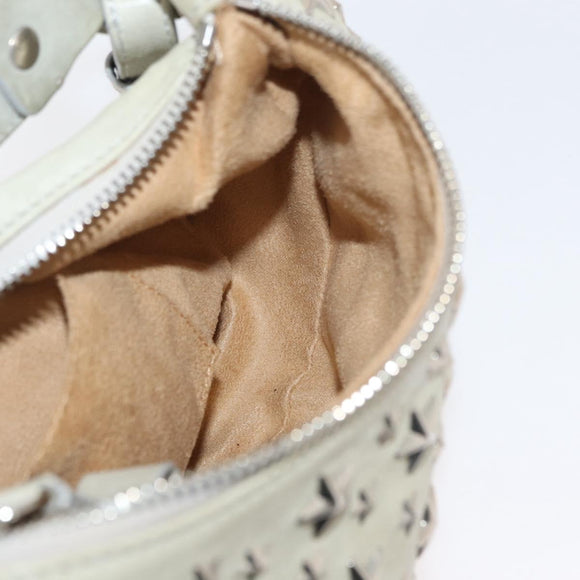 Jimmy Choo Shoulder Bag Leather Ivory Silver Auth BA12565A