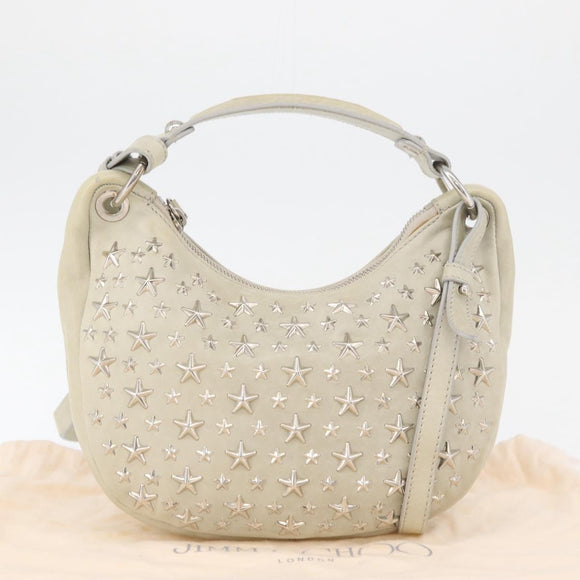 Jimmy Choo Shoulder Bag Leather Ivory Silver Auth BA12565A