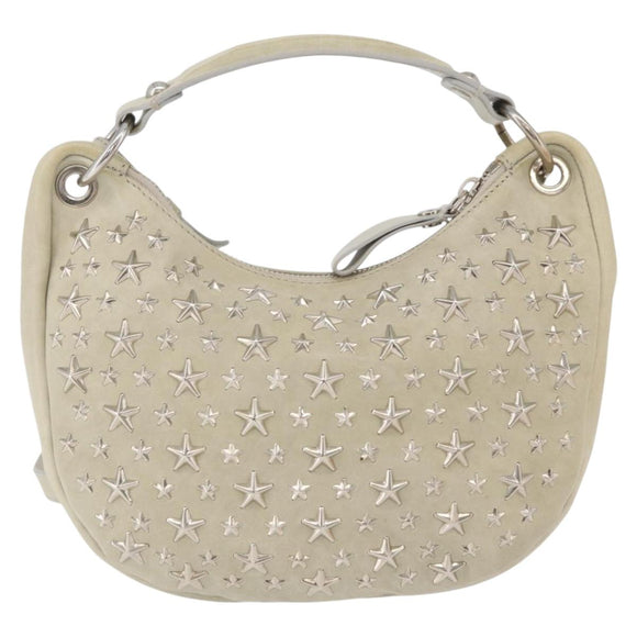 Jimmy Choo Shoulder Bag Leather Ivory Silver Auth BA12565A
