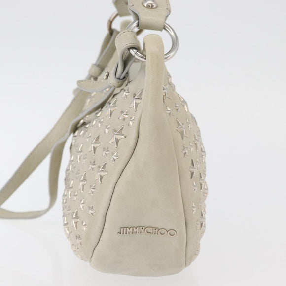 Jimmy Choo Shoulder Bag Leather Ivory Silver Auth BA12565A