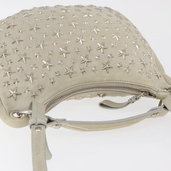 Jimmy Choo Shoulder Bag Leather Ivory Silver Auth BA12565A