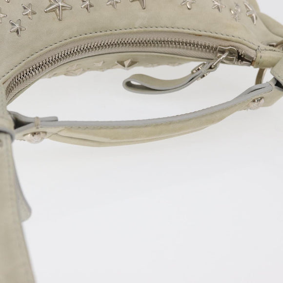 Jimmy Choo Shoulder Bag Leather Ivory Silver Auth BA12565A