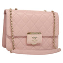 CHANEL Matelasse 25 Single Flap Chain Bag Caviar Skin Pink CC Auth BA1256AM-1