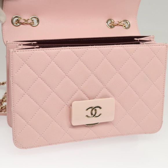 CHANEL Matelasse 25 Single Flap Chain Bag Caviar Skin Pink CC Auth BA1256AM