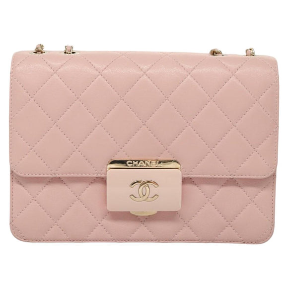 CHANEL Matelasse 25 Single Flap Chain Bag Caviar Skin Pink CC Auth BA1256AM