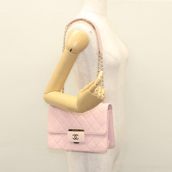 CHANEL Matelasse 25 Single Flap Chain Bag Caviar Skin Pink CC Auth BA1256AM