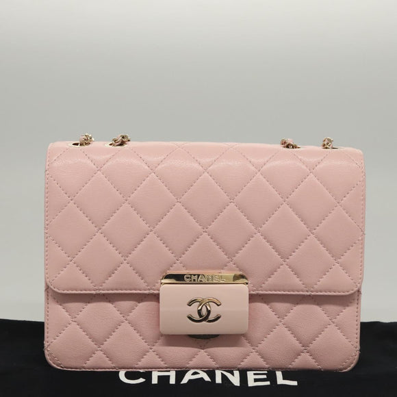 CHANEL Matelasse 25 Single Flap Chain Bag Caviar Skin Pink CC Auth BA1256AM