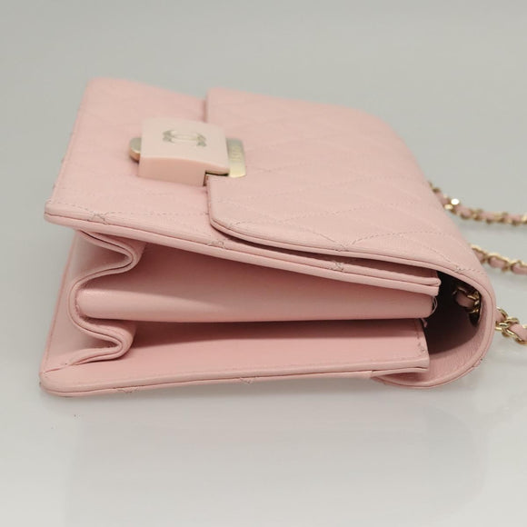 CHANEL Matelasse 25 Single Flap Chain Bag Caviar Skin Pink CC Auth BA1256AM