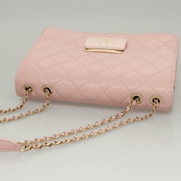 CHANEL Matelasse 25 Single Flap Chain Bag Caviar Skin Pink CC Auth BA1256AM
