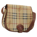 Burberrys Nova Check Shoulder Bag PVC Beige Gold Auth BA12570-1