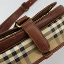 Burberrys Nova Check Shoulder Bag PVC Beige Gold Auth BA12570-14