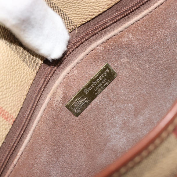 Burberrys Nova Check Shoulder Bag PVC Beige Gold Auth BA12570