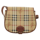 Burberrys Nova Check Shoulder Bag PVC Beige Gold Auth BA12570-2