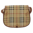 Burberrys Nova Check Shoulder Bag PVC Beige Gold Auth BA12570-3