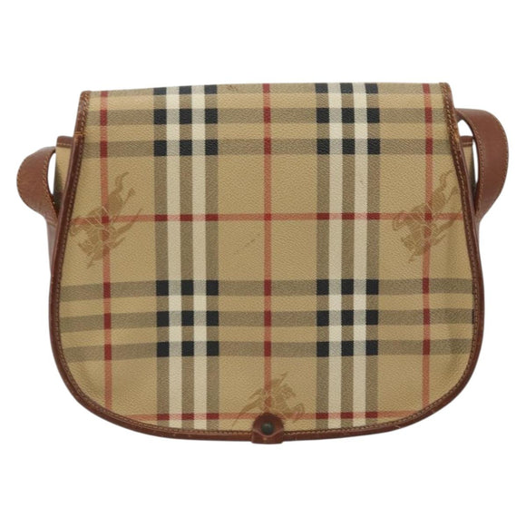 Burberrys Nova Check Shoulder Bag PVC Beige Gold Auth BA12570