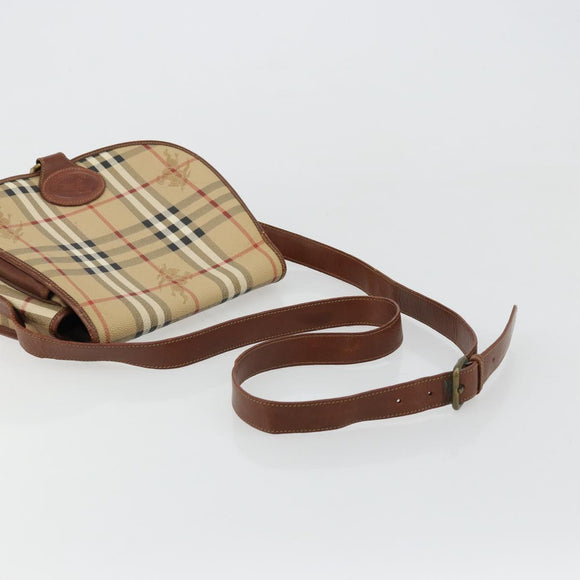 Burberrys Nova Check Shoulder Bag PVC Beige Gold Auth BA12570