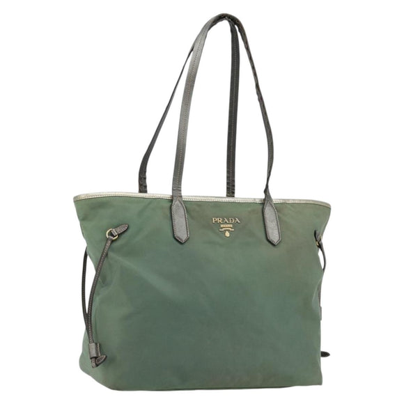 PRADA Tote Bag Nylon Green Gold Auth BA12579