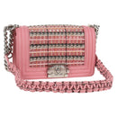 CHANEL Chain Matelasse Boy Chanel 20 Bag Lamb Skin Pink CC Auth BA1257AM-1