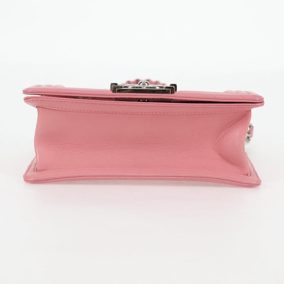 CHANEL Chain Matelasse Boy Chanel 20 Bag Lamb Skin Pink CC Auth BA1257AM