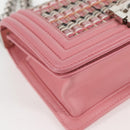 CHANEL Chain Matelasse Boy Chanel 20 Bag Lamb Skin Pink CC Auth BA1257AM-11