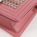 CHANEL Chain Matelasse Boy Chanel 20 Bag Lamb Skin Pink CC Auth BA1257AM-12