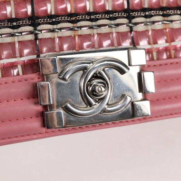 CHANEL Chain Matelasse Boy Chanel 20 Bag Lamb Skin Pink CC Auth BA1257AM