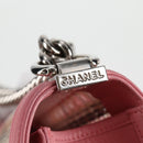 CHANEL Chain Matelasse Boy Chanel 20 Bag Lamb Skin Pink CC Auth BA1257AM-16